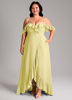 Azazie Lyra Brautjungfernkleider Wandelbar A-Linie Cabrio Chiffon Kleid Zitronensorbet image6