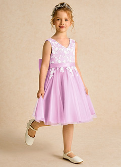 Azazie Butterfly Flower Girl Dresses Candy Pink A-Line Lace Dress image3