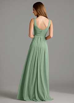 Azazie Keyla Bridesmaid Dresses Matcha A-Line Pleated Mesh Dress image2