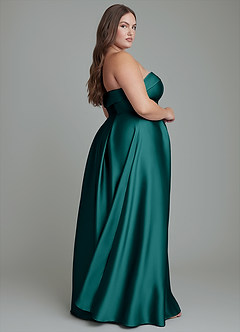Azazie Lucienne Bridesmaid Dresses Peacock A-Line Strapless Stretch Satin Convertible Dress image15