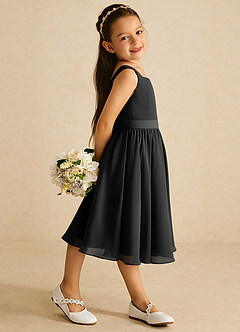 Azazie Ari Flower Girl Dresses Black A-Line Sleeveless Chiffon Dress image3