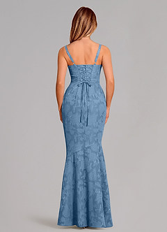 Azazie Aubrey Abiti da Damigella Abito Sirena in Burnout Floreale Fiocco Blu Acciaio image5