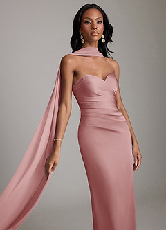 Azazie Sonora Suknie dla druhen Osłona Bez ramiączek Satyna elastyczna Do ziemi Sukienka image4