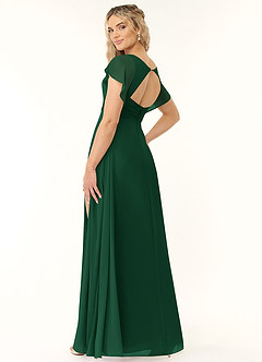 Azazie Rylee Bridesmaid Dresses Dark Green A-Line Pleated Chiffon Dress image4