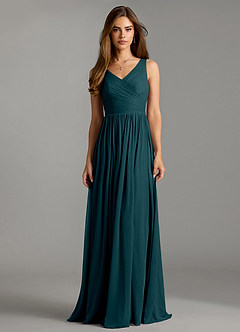 Azazie Keyla Bridesmaid Dresses Pine A-Line Pleated Mesh Dress image3