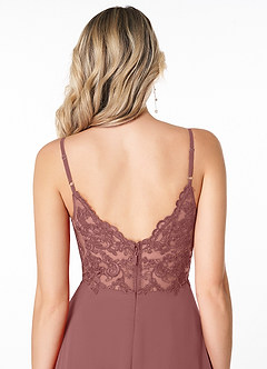 Azazie Lena Brautjungfernkleider A-Linie Spitze Chiffon Kleid Wüstenrose image5