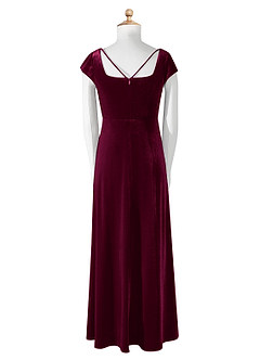 Azazie Gabi Junior Cabernet A-Line Velvet Dress image9