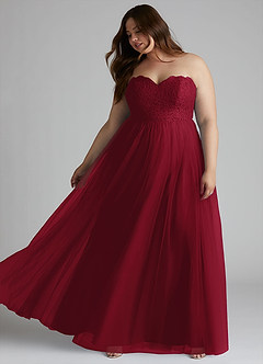 Azazie Roni Bridesmaid Dresses Burgundy A-Line Sweetheart Neckline Tulle Convertible Dress image9