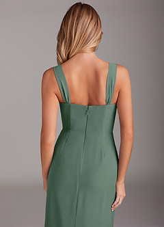Azazie Denice Bridesmaid Dresses Eucalyptus Sheath Pleated Chiffon Dress image8