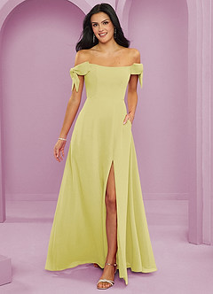 Barbie ♥ Azazie Brautjungfernkleider Wandelbar A-Linie Schulterfrei Chiffon Kleid Zitronensorbet image1