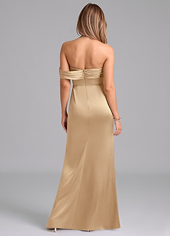 Azazie Lisbeth Bridesmaid Dresses Champagne Mermaid Off the Shoulder Stretch Satin Convertible Dress image7