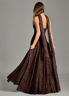 Azazie Gabriela 신부 들러리 드레스 A라인 스트랩리스 플로럴 번아웃 바닥 길이 드레스 image2