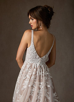 Azazie Sorella Vestidos de novia Vestido de Blanco Diamante Caramelo de Tul de Corte en A con Lentejuelas image11