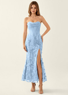 Lavinia Himmelblau Maxikleid mit 3D-Blumen-Korsett und Perlenstickerei image4