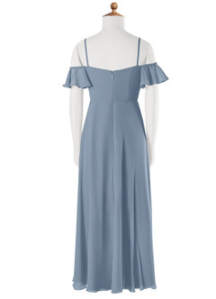 Azazie Juna Junior Dusty Blue A-Line Off the Shoulder Chiffon Dress image7