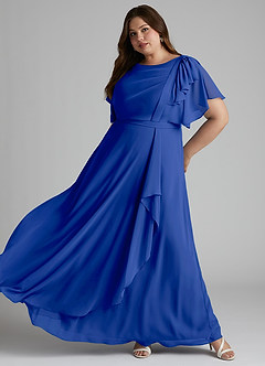 Azazie Aaliyah Modest Bridesmaid Dresses A-Line Scoop Pleated Chiffon Floor-Length Dress image8