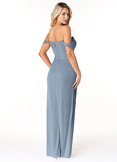 Azazie Tessa Bridesmaid Dresses Dusty Blue Sheath Sweetheart Off-The-Shoulder Mesh Convertible Dress image5