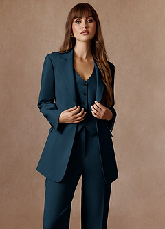 front Rowan Dark Navy Refined Weave Performance 2-Piece Suit