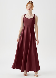 Azazie Rosey Junior A-Linie Herzausschnitt Stretch-Satin Kleid Merlot image4