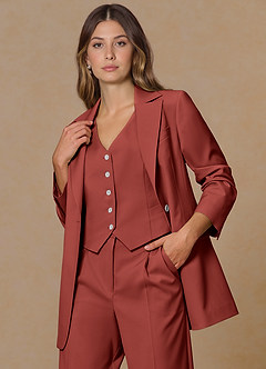 front Rowan Terracotta Refined Weave Performance blazer