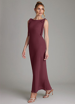 Azazie Luddie Bridesmaid Dresses Cabernet Mermaid Bow Chiffon Dress image1