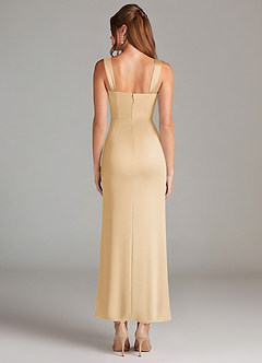 Azazie Denice Brautjungfernkleider Etui Plissee Stretch-Satin Kleid Gold image2