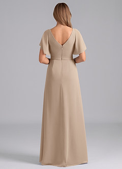 Azazie Ambrosia Bridesmaid Dresses Taupe A-Line Pleated Chiffon Dress image6