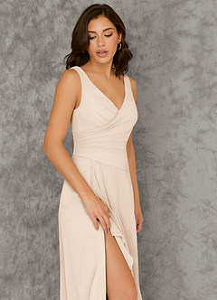 Azazie Kori Final Sale White Alabaster A-Line Pleated Chiffon Dress image4