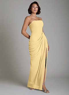 Azazie Nyra Brautjungfernkleider Etui Korsett Chiffon Kleid Butter image7