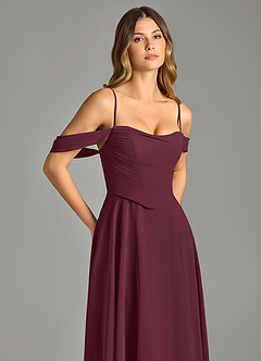 Azazie Chelsey Abiti da Damigella Abito Convertibile A-Line in Chiffon a Spalla Scoperta Cabernet image2