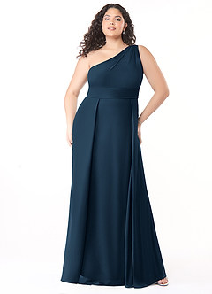 Azazie Dallas Bridesmaid Dresses Dark Navy A-Line One Shoulder Chiffon Dress image6