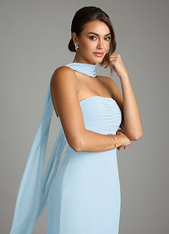 Azazie Saylor Brudtärnklänningar Klä av Sjöjungfru i Chiffong Axelbandslös Himmelsblå image2