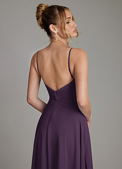 Azazie Elita Bridesmaid Dresses Plum A-Line Pleated Chiffon Dress image2