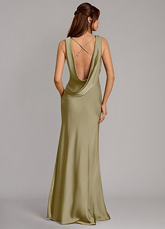 Azazie Cheryl Bridesmaid Dresses Moss Green Mermaid Stretch Satin Dress image5