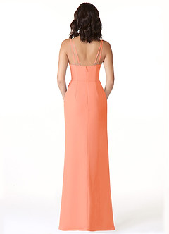 Azazie Leo Bridesmaid Dresses Sunset Mermaid V-Neck Pleated Chiffon Dress image2