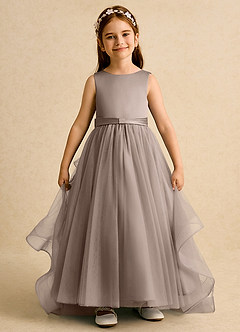 Azazie Lior vestidos de niña de las flores Vestido de Gris Pardo de Tul de Princesa con Plisado image2