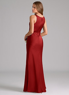 Azazie Allettie Bridesmaid Dresses Pomegranate Mermaid Stretch Satin Dress image2