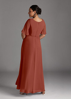 Azazie Tricia Kleider für die Brautmutter A-Linie V-Hals Gefaltet Chiffon Kleid Rotbraun image4