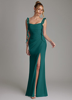 Azazie Jessamine Bridesmaid Dresses Peacock Mermaid Corset Chiffon Dress image4