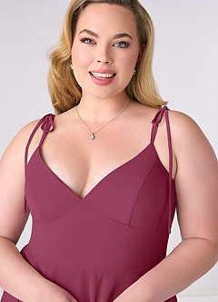 Barbie ♥ Azazie Bridesmaid Dresses Mulberry A-Line Bow Chiffon Dress image9