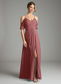Azazie Dakota Bridesmaid Dresses Amethyst A-Line V-Neck Pleated Chiffon Dress image3