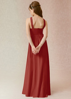 Azazie Jiya Junior Terracotta A-Line Pleated Chiffon Dress image2