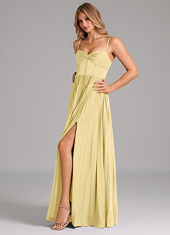 Azazie Tyla Bridesmaid Dresses Lemon Sorbet A-Line Sweetheart Neckline Stretch Satin Dress image6