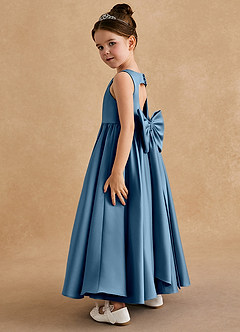 Azazie Bettie Flower Girl Dresses Bermuda A-Line Bow Matte Satin Dress image3