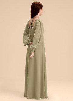 Azazie Bondi Junior Robe Trapèze en Mousseline de soie Blouson Vert Mousse image6