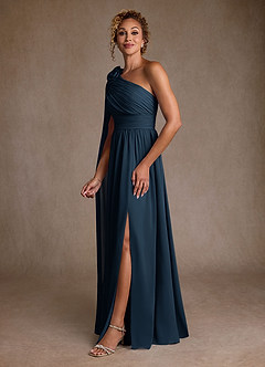 Azazie Lancaster Abiti per la Madre della Sposa Abito A-Line in Chiffon Monospalla Marino Scuro image5