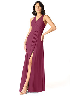 Azazie Danica Bridesmaid Dresses Mulberry A-Line Pleated Chiffon Dress image3