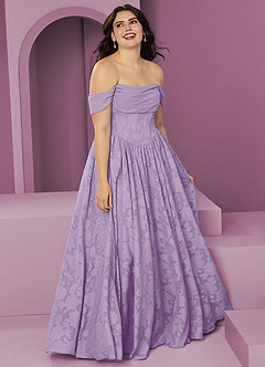 Barbie ♥ Azazie Bridesmaid Dresses Lilac A-Line Off the Shoulder Floral Burnout Convertible Dress image10