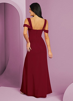 Barbie ♥ Azazie Bridesmaid Dresses Burgundy A-Line Off the Shoulder Chiffon Dress image6