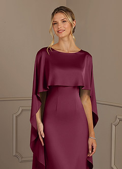 Azazie Eli Mother of the Bride Dresses Mulberry Sheath Boatneck Stretch Satin Dress image5